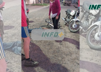Maciel: un joven sufrió una fractura al colisionar una moto y una bicicleta