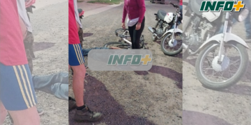 Maciel: un joven sufrió una fractura al colisionar una moto y una bicicleta