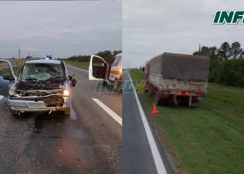 Un auto colisionó por alcance contra un camión entre Salto Grande y Totoras: un herido