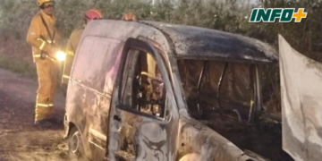 Incendiaron una camioneta a la vera de autopista luego de una balacera