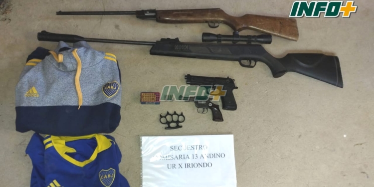 Armas secuestradas y dos detenidos por robos en Pueblo Andino