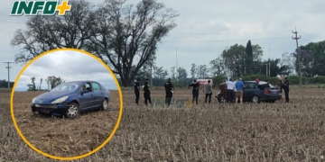Acceso a Maciel: un automovilista despistó y terminó en medio del campo