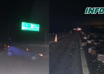 Dos accidentes en autopista en Maciel y Monje: un auto despistó y un camión perdió su carga