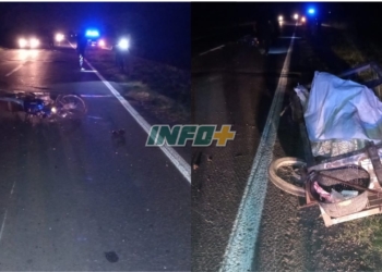 Un joven se durmió manejando una moto e impactó contra otra en Ruta 11