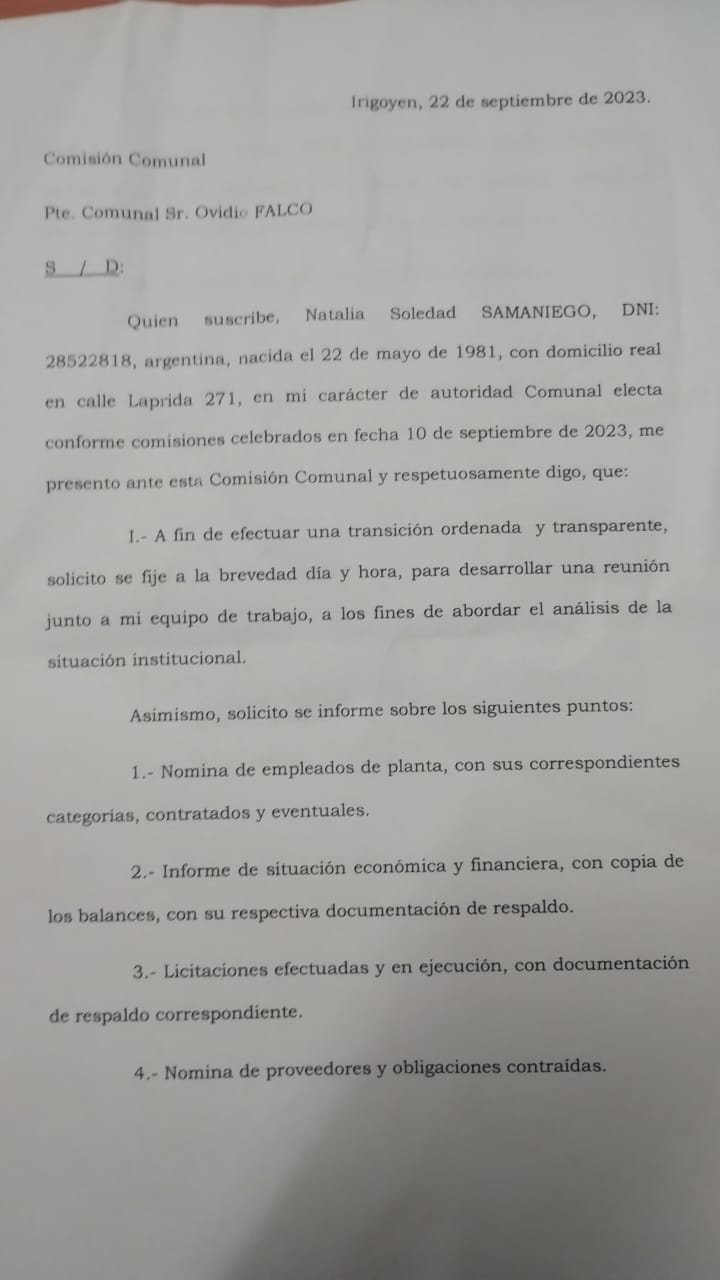 Irigoyen: la presidenta electa reclamó por una «transición ordenada» a un mes de asumir
