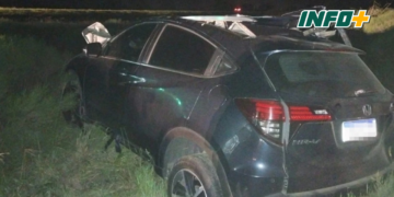 Un auto chocó contra un caballo suelto y volcó en autopista