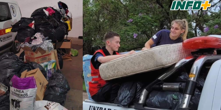 Totoras solidaria: bomberos entregaron las donaciones a vecinos de Larguía
