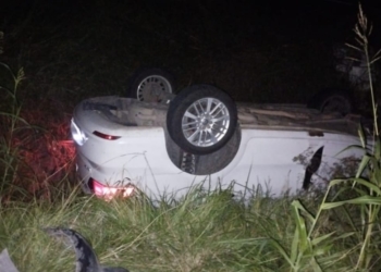 Un auto esquivó a un perro y volcó en un zanjón a la vera de la Ruta 11