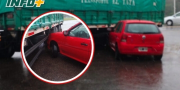 Fuerte choque en Totoras: un auto se incrustó contra un camión