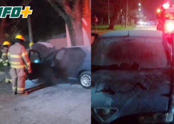 Ardió un auto en Barrancas y los Bomberos Voluntarios sofocaron las llamas