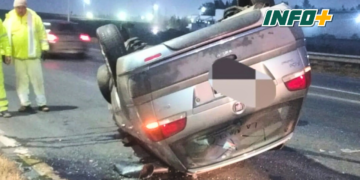 Impactante vuelco de un auto en la autopista Rosario Santa Fe
