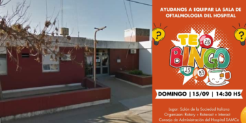 Té bingo solidario en Totoras para poder tener la sala de oftalmología en el hospital
