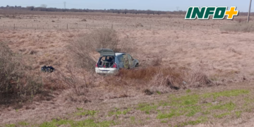 Un herido al despistar un auto a la vera de la autopista Rosario Santa Fe