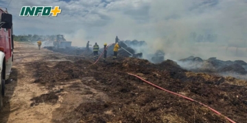 Incendio de gran cantidad de rollos de fardo en un campo de Totoras