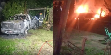 Una camioneta ardió en llamas mientras estaba estacionada en Andino