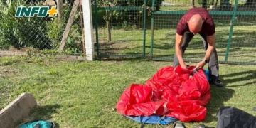 Un paracaidista alemán saltó en Rosario y el viento lo arrastró hasta Coronda