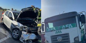 Totoras: un auto y un camión impactaron en el cruce de la Ruta 34 y 91