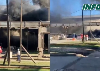 Impresionante incendio en Renova Timbúes: trabajan bomberos desde la madrugada
