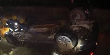 Despiste y vuelco durante la madrugada sobre Ruta 34
