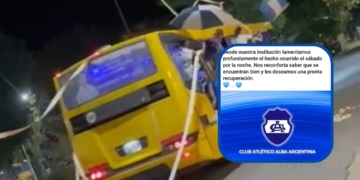 Hinchas del Club Alba cayeron de un colectivo en el centro de Maciel y sufrieron heridas