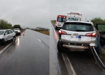 Monje: un hombre y su hija se accidentaron en autopista tras pasar por un espejo de agua