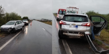 Monje: un hombre y su hija se accidentaron en autopista tras pasar por un espejo de agua