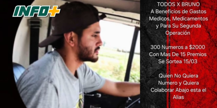 Lanzaron una rifa por Bruno, el joven de Totoras que sufrió un grave accidente y deben operarlo