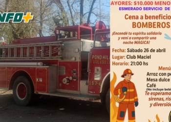Invitan a la cena a beneficio de los Bomberos Voluntarios de Maciel
