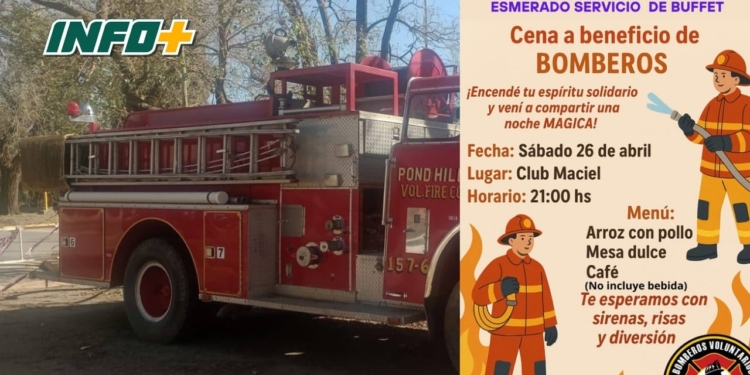 Invitan a la cena a beneficio de los Bomberos Voluntarios de Maciel