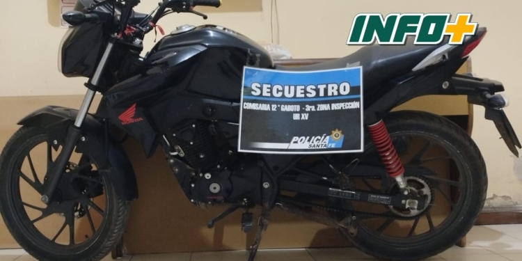 Recuperaron en Gaboto una moto robada en Santa Fe en el 2022