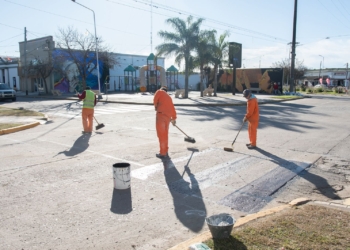 Seguridad Vial en Timbúes con señalización horizontal: «Pedimos precaución y responsabilidad»