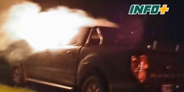 Se incendió una camioneta en Ruta 11: el conductor resultó ileso