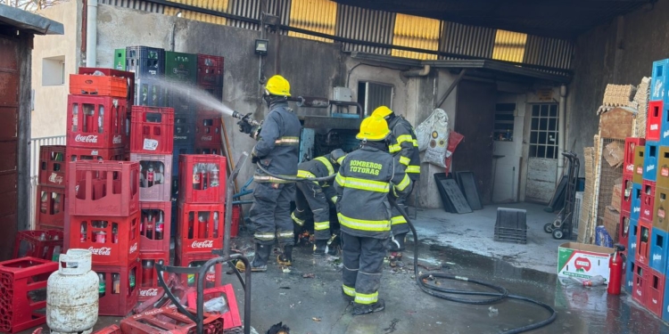 Incendio en el depósito de un supermercado en Totoras: una mujer debió ser asistida