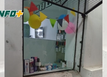 Barrancas: dañaron el frente de un local de celulares pero la alarma evitó el robo