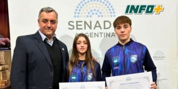 Emilia y Migue fueron reconocidos en el Senado de la Nación tras consagrarse en el Mundial de Taekwondo