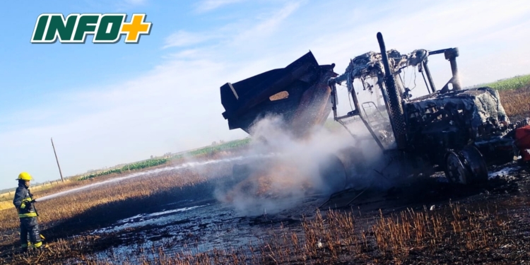 Una tractor y parte de un campo se incendiaron este lunes en Centeno