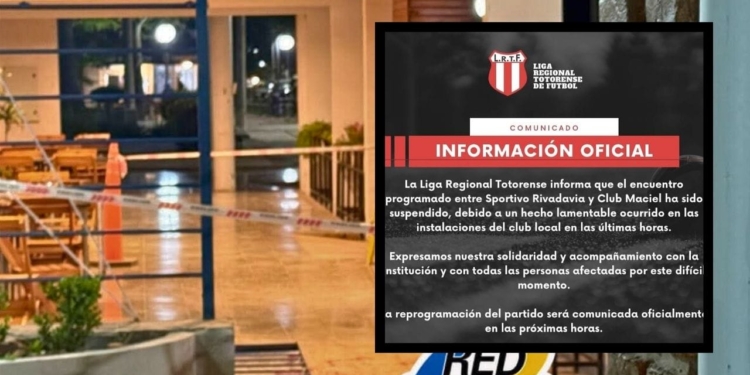 Tras el trágico accidente, se suspendió el partido entre Sportivo Rivadavia y Club Maciel