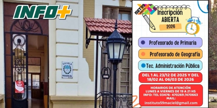 El ISET Nº 59 de Maciel abrió las inscripciones para los profesorados del ciclo 2026