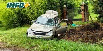 Un hombre de Oliveros volcó con su auto en Ruta 11 y terminó en la cuneta