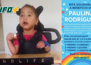 Rifa solidaria para ayudar a Pauli a acceder a un tratamiento en México