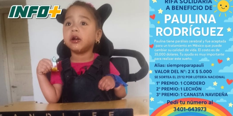 Rifa solidaria para ayudar a Pauli a acceder a un tratamiento en México