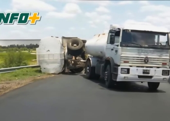 Autopista: un camión con fertilizantes volcó sobre el puente del acceso sur de San Lorenzo 