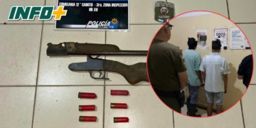 Gaboto: dos detenidos y secuestro de escopeta con cartuchos en zona de islas