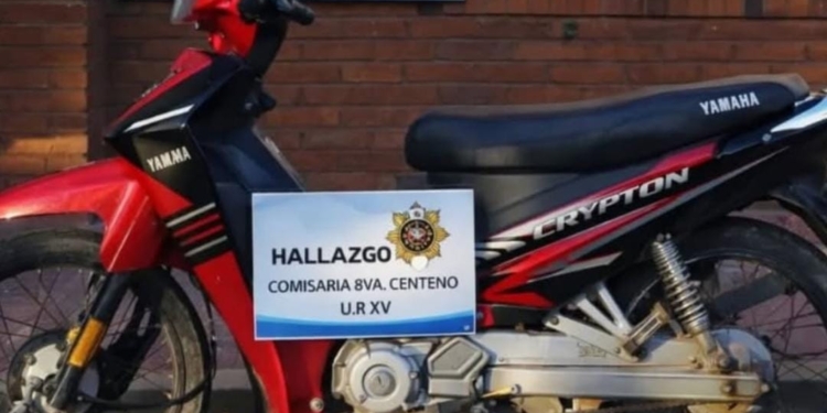 Recuperaron en Pueblo Casas la moto robada en Centeno