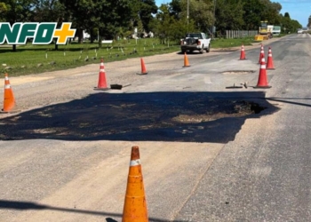 Totoras: iniciaron las obras de bacheo preventivo entre las rotondas de Ruta 91