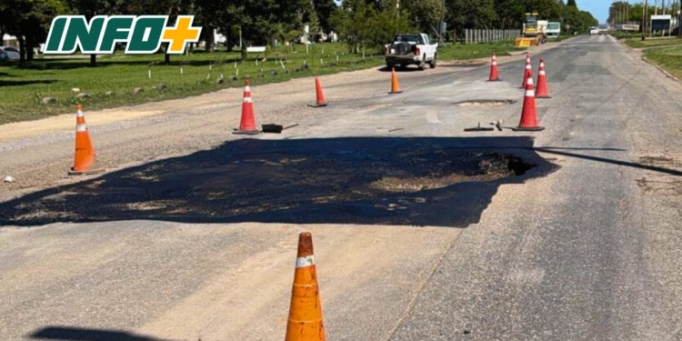 Totoras: iniciaron las obras de bacheo preventivo entre las rotondas de Ruta 91