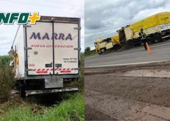 Gálvez: fuerte choque entre dos camiones en Ruta 80 dejó un herido