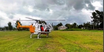El helicóptero sanitario realizó por primera vez un traslado de emergencia en Bernardo de Irigoyen