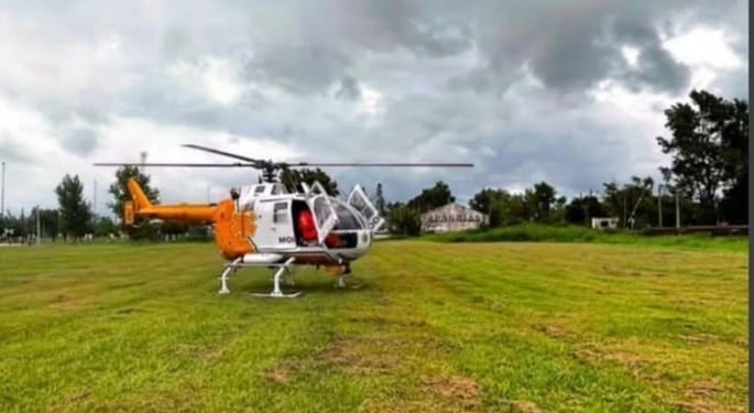 El helicóptero sanitario realizó por primera vez un traslado de emergencia en Bernardo de Irigoyen