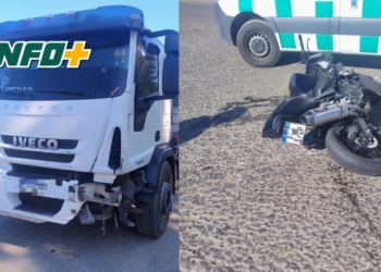 Timbúes: colisión entre un camión y una moto en Ruta Nacional 11 dejó a un joven herido